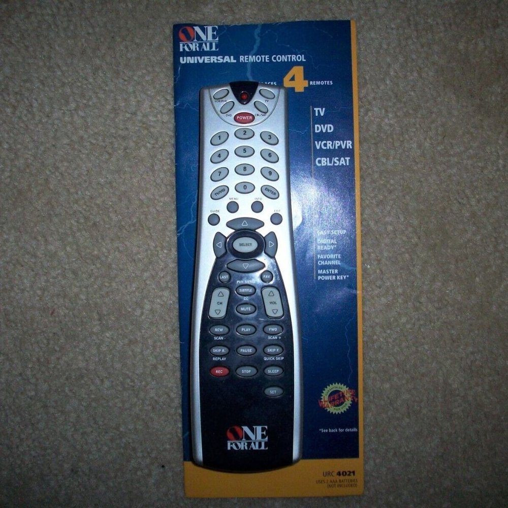 Universal Remote Control by One For All #URC4021 TV DVD VCR/PVR CBL/SAT
